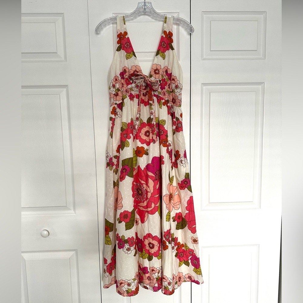 Anthropologie Love the Label Rosette Midi Dress - Size XS - Pink Floral Print